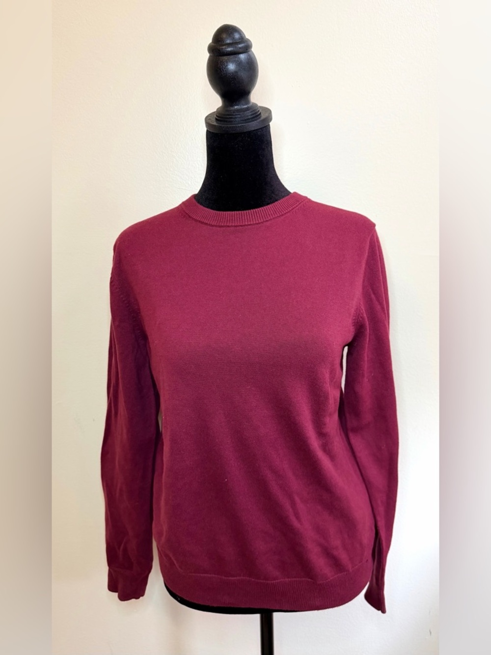 Burgundy Red Sweater XL Cotton Cozy Classic Minimal Chic Everyday Style NEW